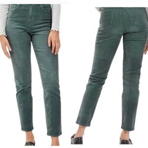 American Eagle Womens 12 Green Mom Jean Straight High Rise Corduroy Stretch